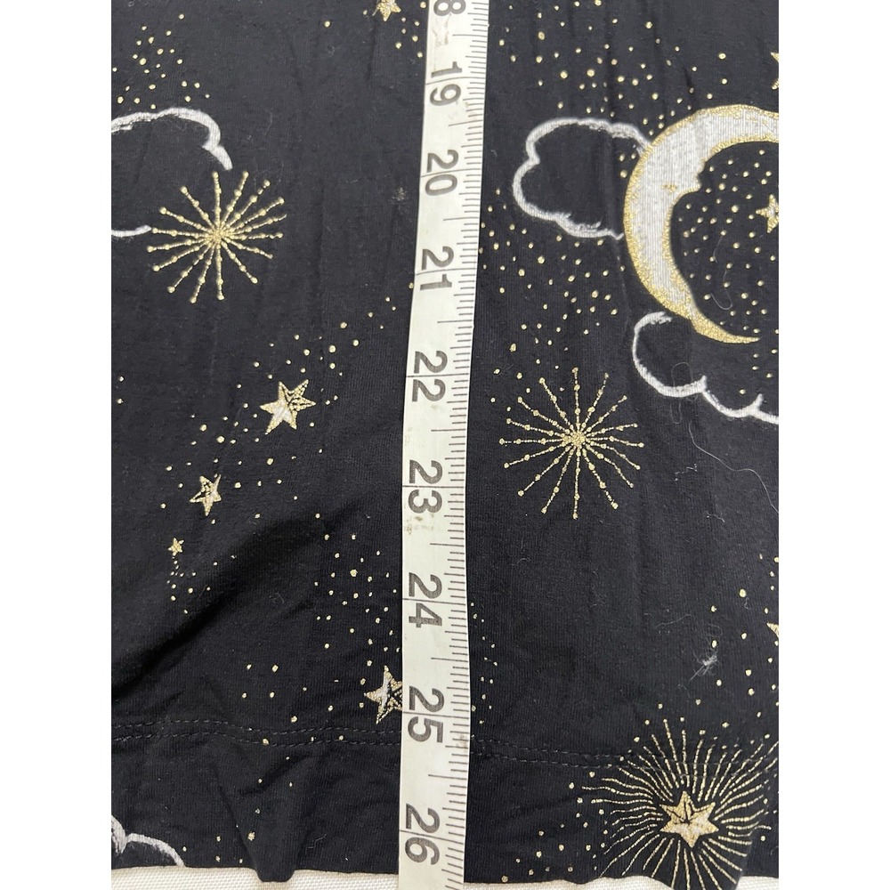 Soma Pajama Top Black Gold Stars Moon Button Down M Lounge Soft - Picture 6 of 6